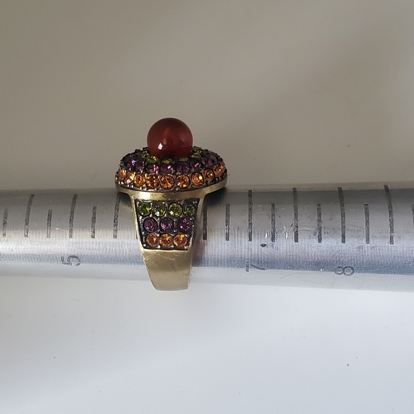 Heidi Daus Carnelian Swarovski Crystal Statement Ring - Picture 6 of 8